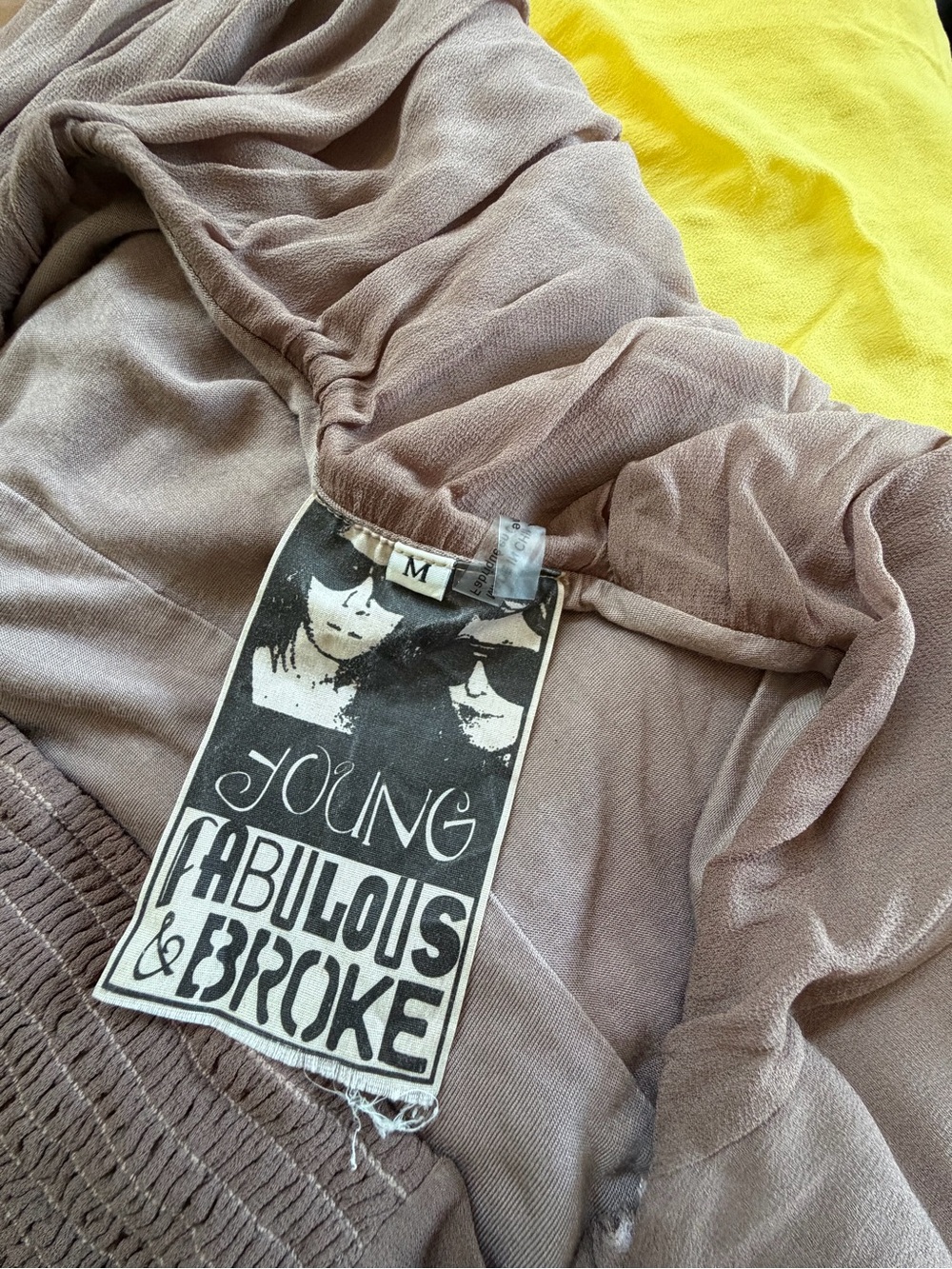 Young Fabulous & Broke Taupe, Yellow & white Strapless Maxi Dress